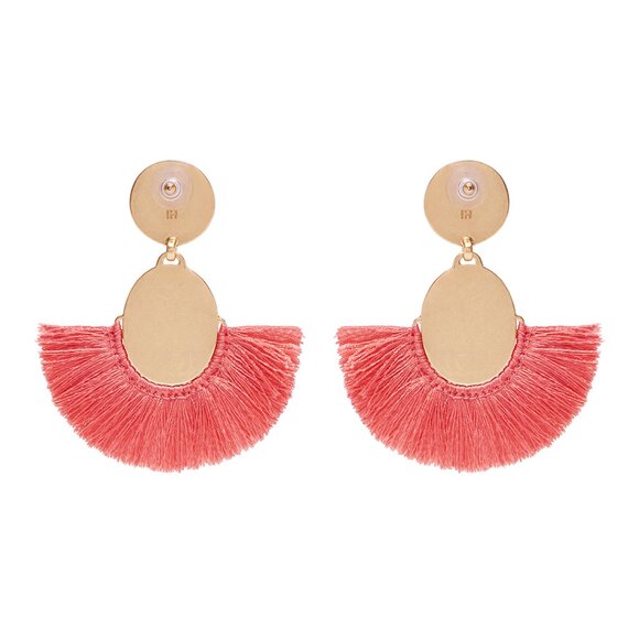 India Hicks Golden Fan Earrings Coral - Picture 3 of 3